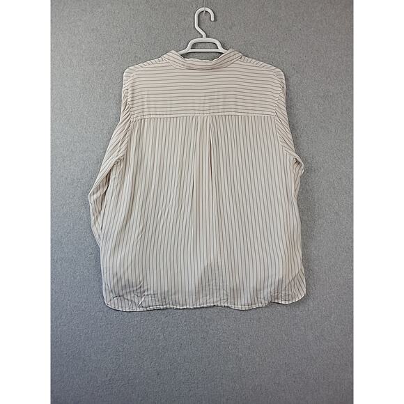 Torrid White Striped LS Button Up Beachy Casual Shirt Women's Plus 1X Stretch - Picture 6 of 12
